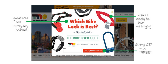 Gated content email pop-up by Momentum Mag