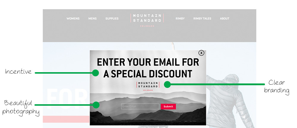 Email Pop-Up Lead Capture Mountain Standard