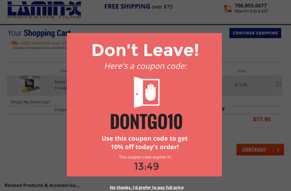 Exit Offer Pop-Up