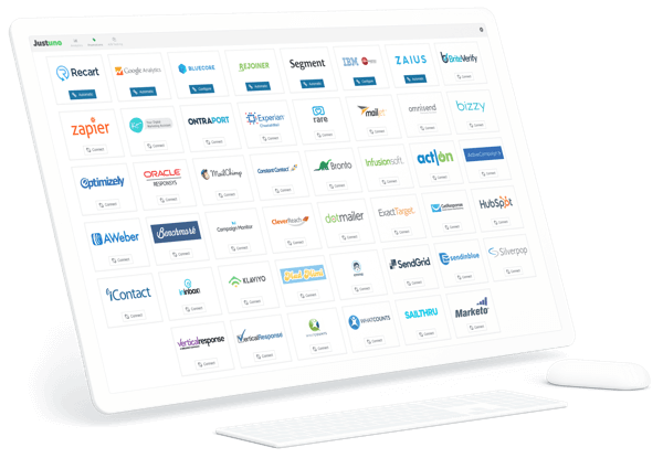 Justuno Integrations on a computer screen