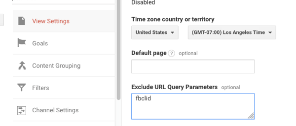 FBCLID View Settings