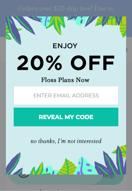 Cocofloss exit email Pop-Up