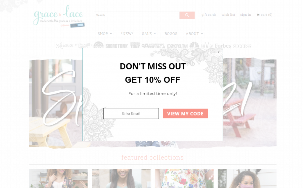 Grace and Lace pop-up