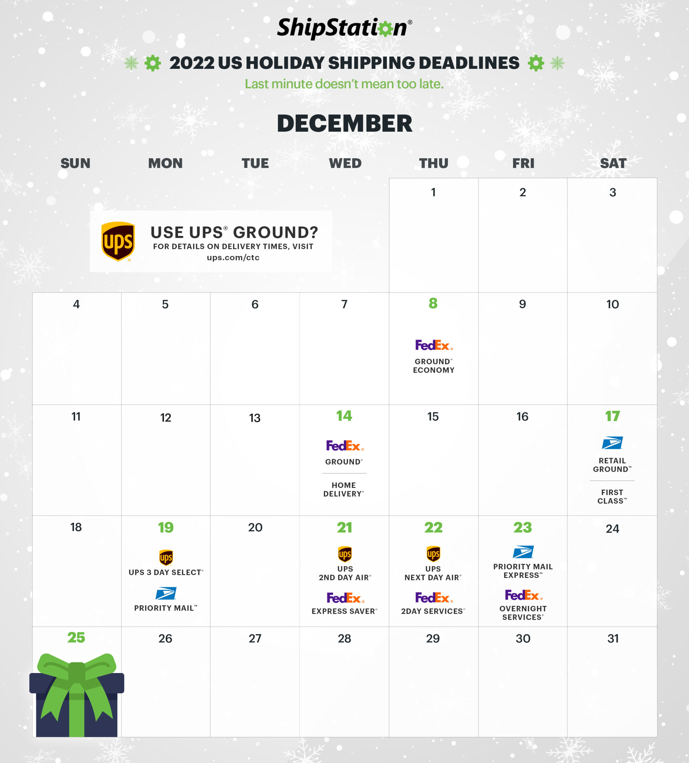 shipping calendar