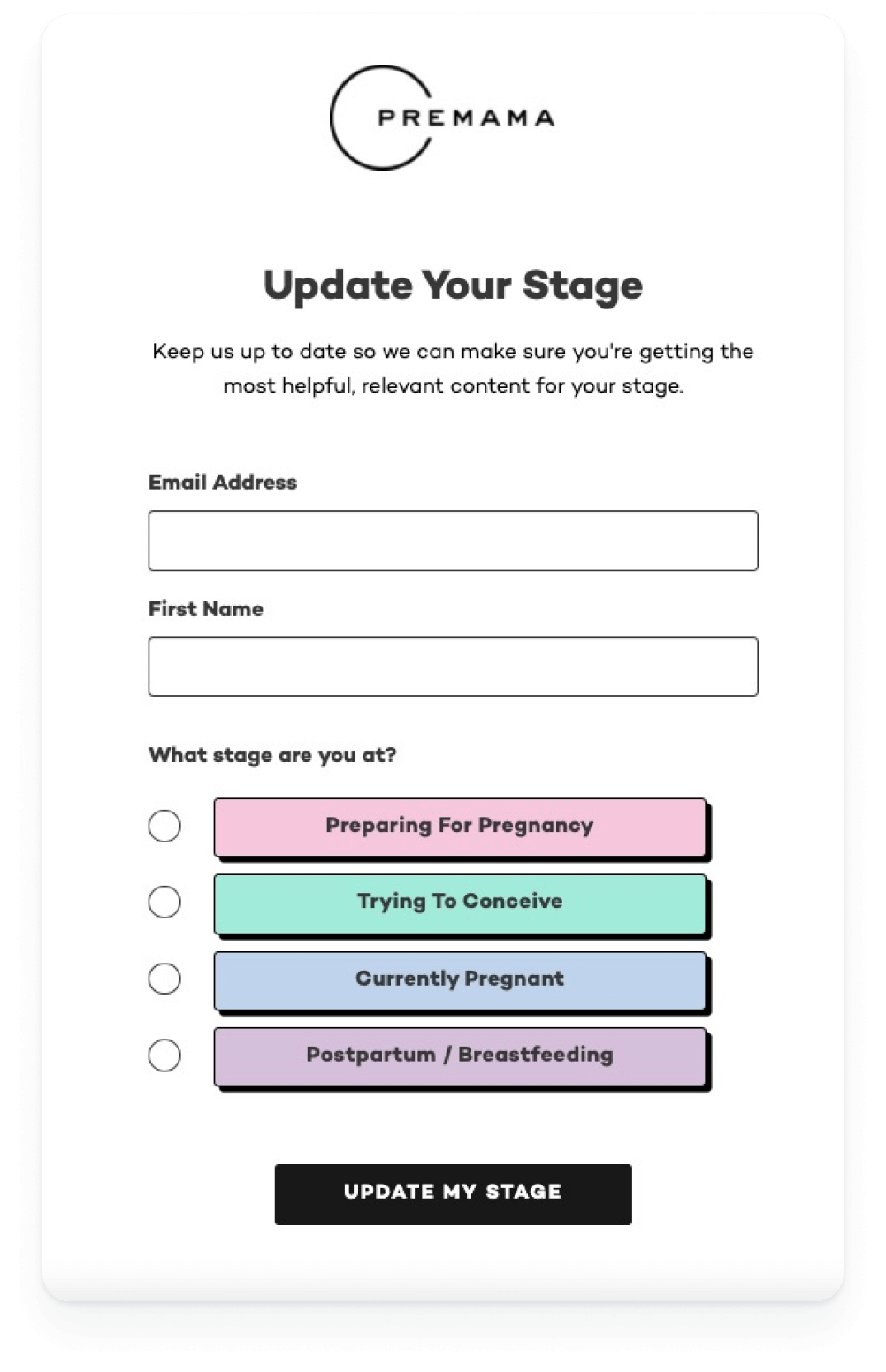 premama email preferences